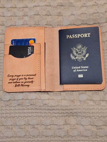 Customer photo review of Nomad Leather Passport Holder - Saddle Tan