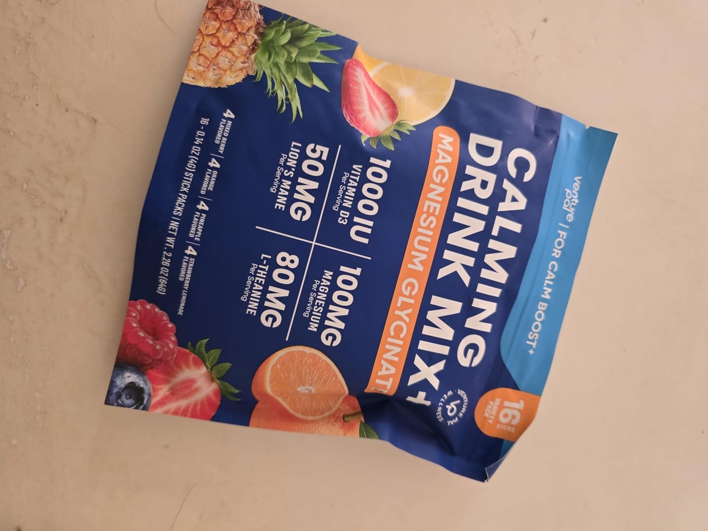 Customer photo review of Magnesium Glycinate Powdered Drink Mix - Variety- 16 Sticks