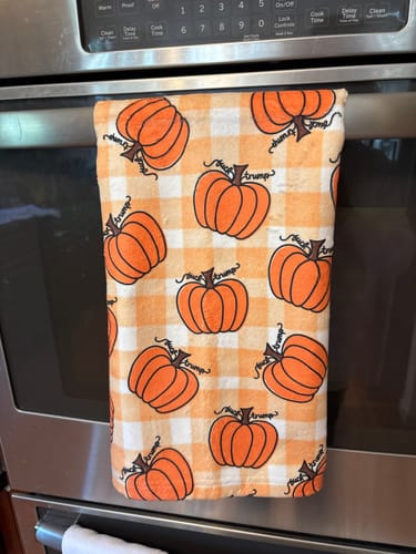 Customer photo review of Subtle F*ck Trump Pumpkin Hand Towel