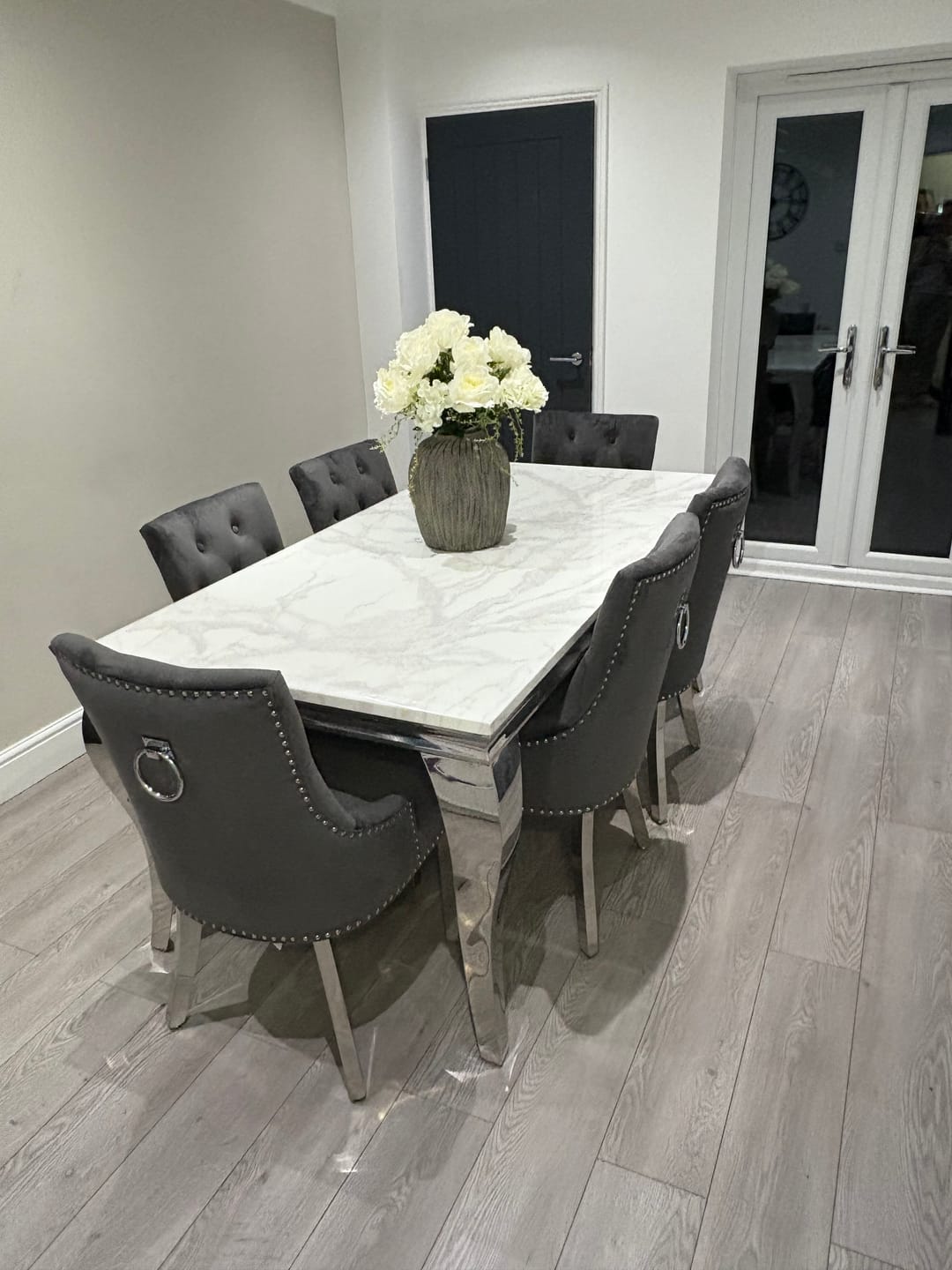 Customer photo review of Vienna Marble Dining Table With Chelsea Ring Knocker Chairs