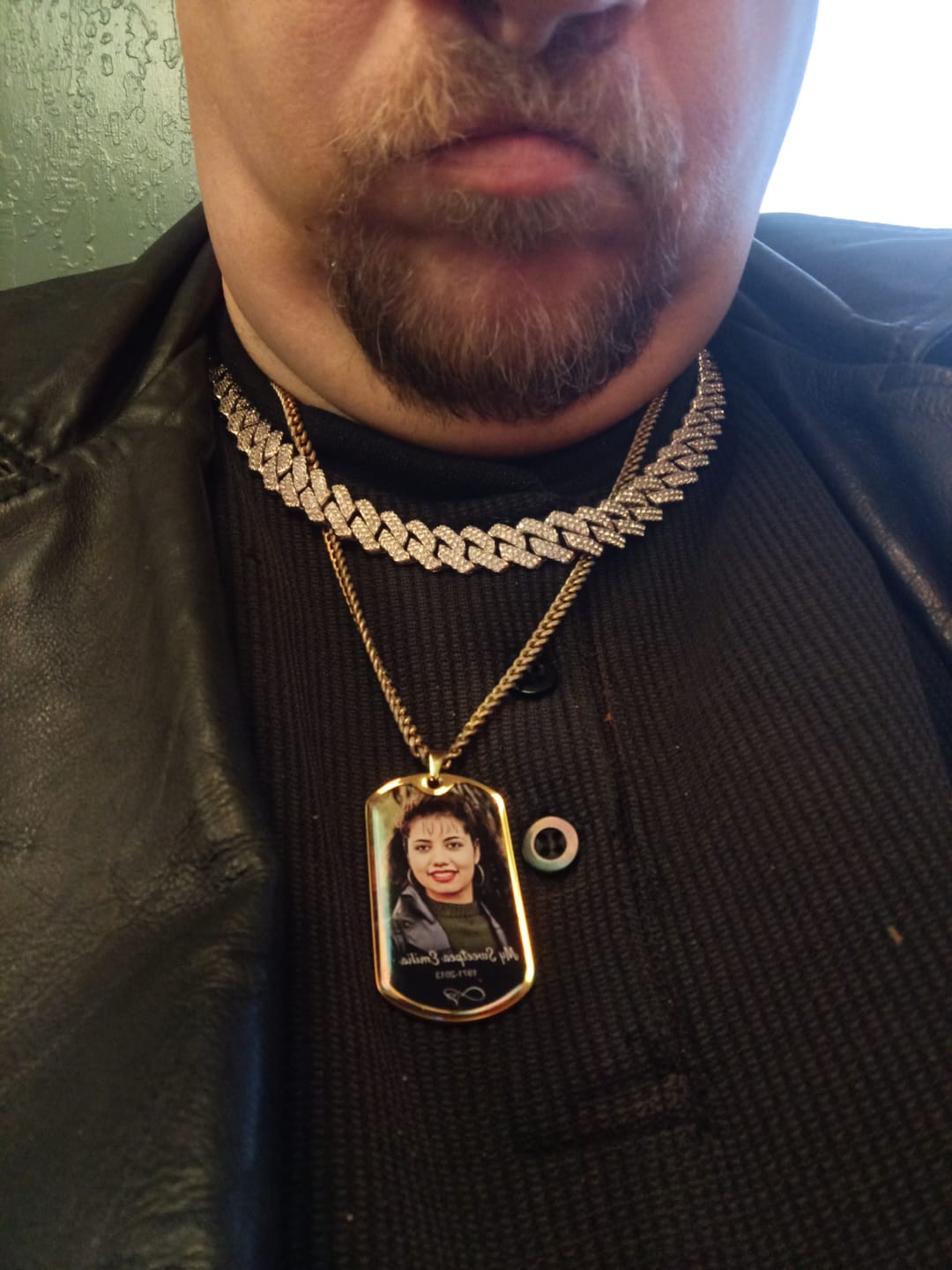Customer photo review of Custom Name Photo Dog Tag Memorial Necklace