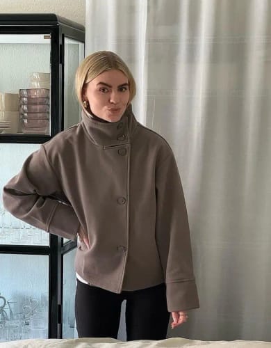 Customer photo review of Lauren Jacket with Stand Collar