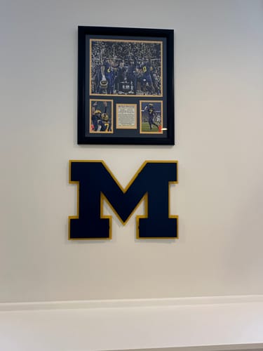 Customer photo review of Michigan Wolverines "Block M" Blue Metal Wall Art