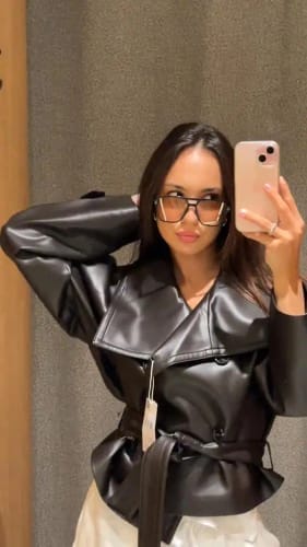 Customer photo review of Claire Vegan Leather Jacket