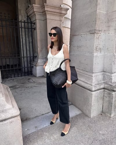 Customer photo review of Leona Woven Faux Leather Bag