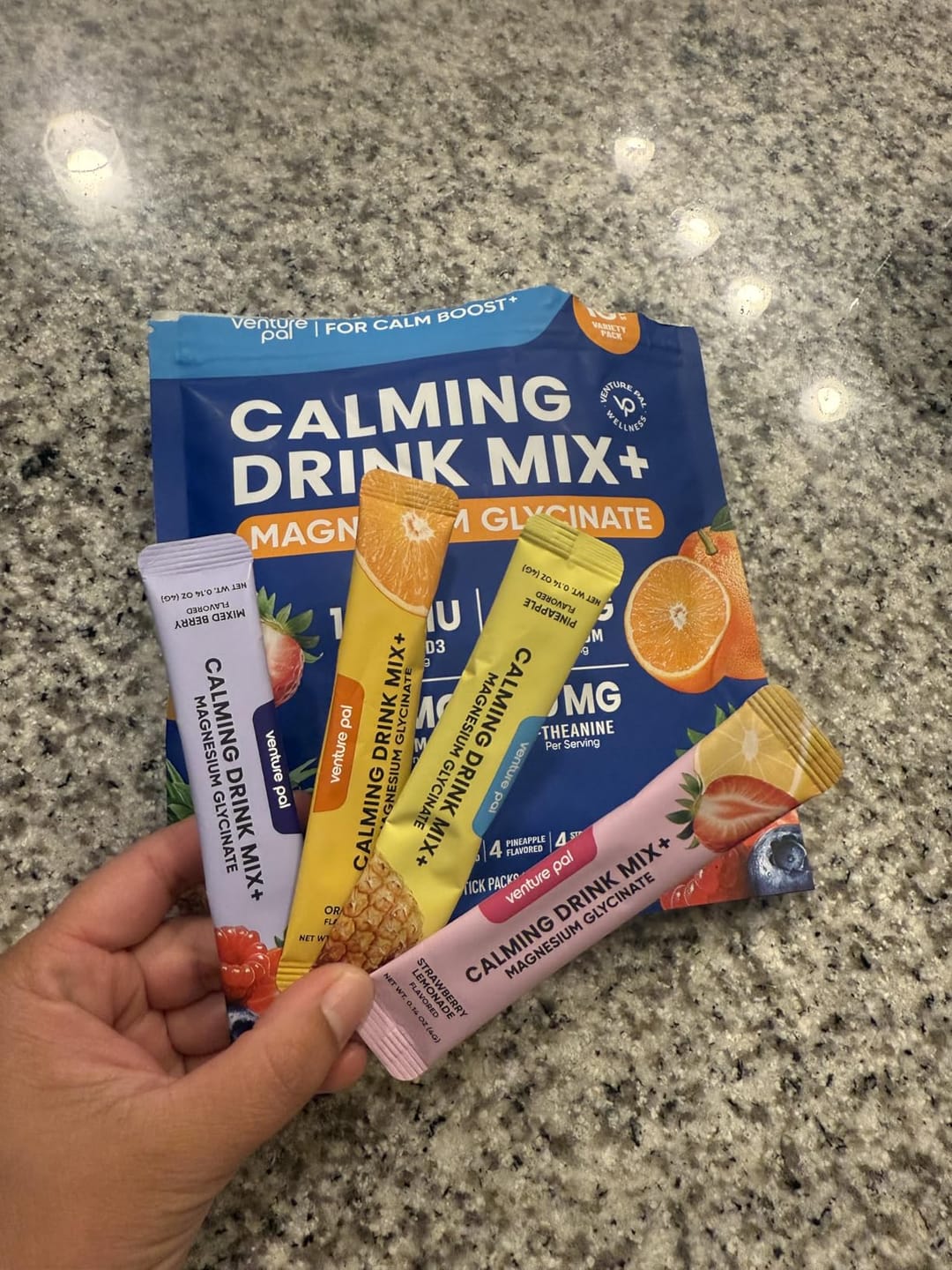 Customer photo review of Magnesium Glycinate Powdered Drink Mix - Variety- 16 Sticks