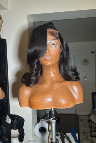 Customer photo review of [Clearance Sale] CurlyMe Pre-bleached 250% Density Straight Hair Wear Go Glueless Wig Pre-cut Lace Pre-plucked