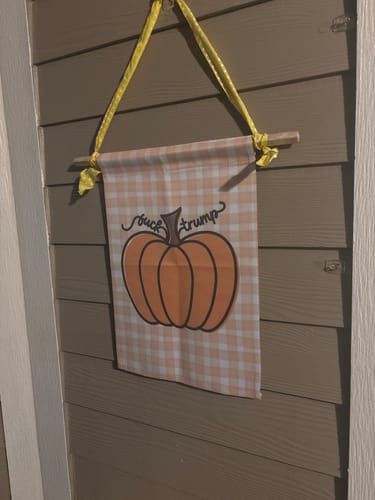 Customer photo review of F*ck Trump Autumn Pumpkin Garden Flag