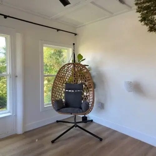 Customer photo review of Modern Hanging Egg Chair with Stand – Weather-Resistant Rattan & Plush Cushions