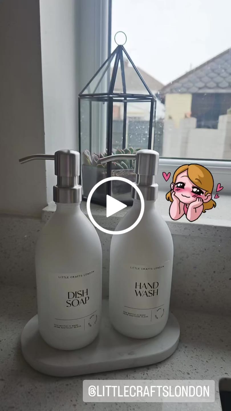 Customer video review of Set of 2 Milky White Glass Bottle 500 ML with Metal Pump & Small Tray (White Label)