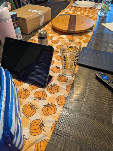 Customer photo review of Subtle F*ck Trump Fall Pumpkin Table Runner