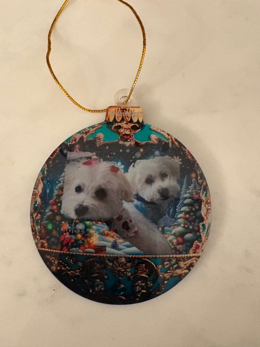 Customer photo review of Custom Photo Our Pets Make Christmas Magical - Dog & Cat Personalized Ornament
