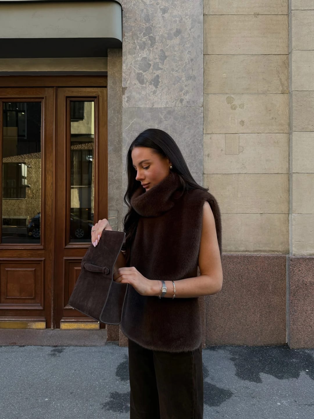 Customer photo review of Carina Faux Fur Turtleneck Vest