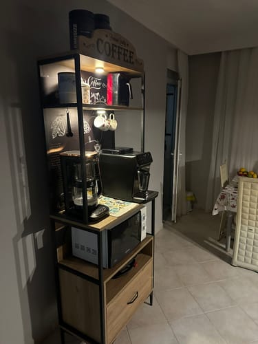 Customer photo review of Rani JE154 Işıklı Kahve Köşesi Çekmeceli Çok Amaçlı Mutfak Dolabı Sepet Ceviz