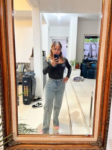 Customer photo review of Mica High-Waist Glitter Jeans