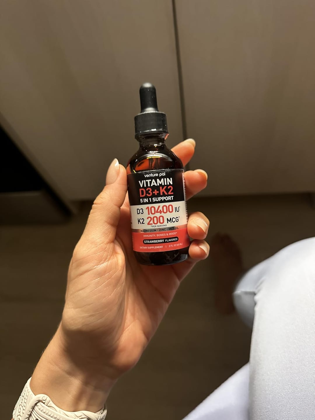 Customer photo review of Vitamin D3 10000 IU Plus K2 (MK-7) - Strawberry Flavor - 200 mcg Liquid Drops