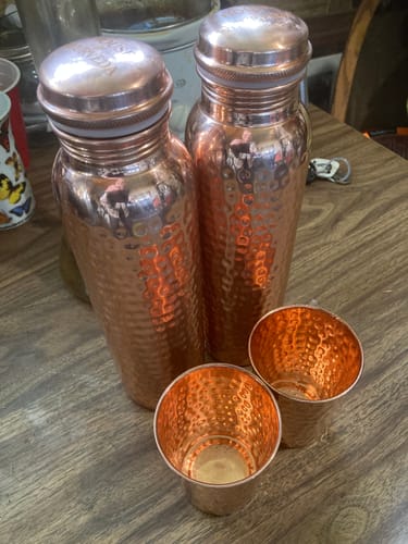 Customer photo review of Ayurvedic Hammered Copper Glass Set