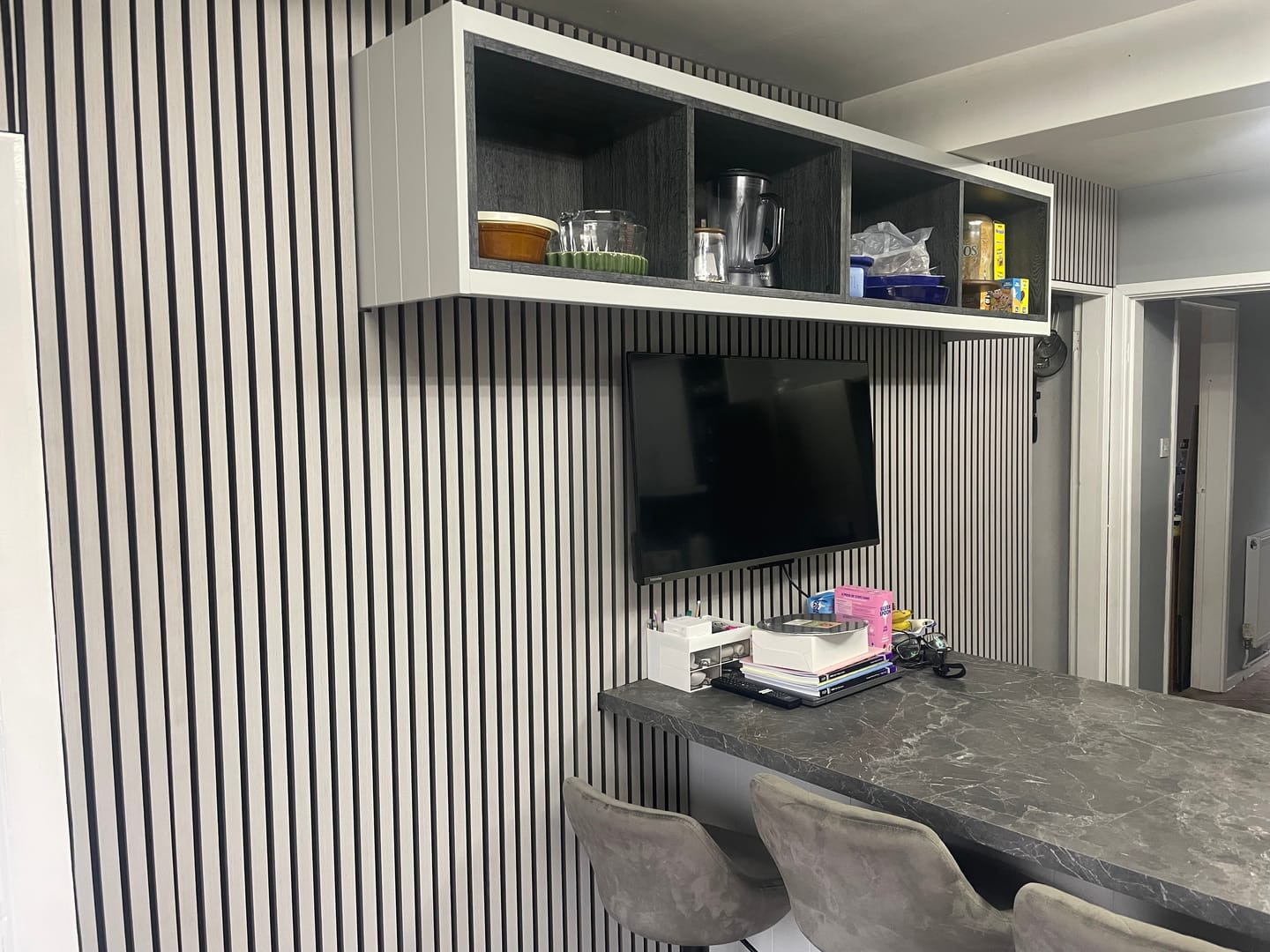 Customer photo review of Acoustic Slat Wall Panel - Grey Oak