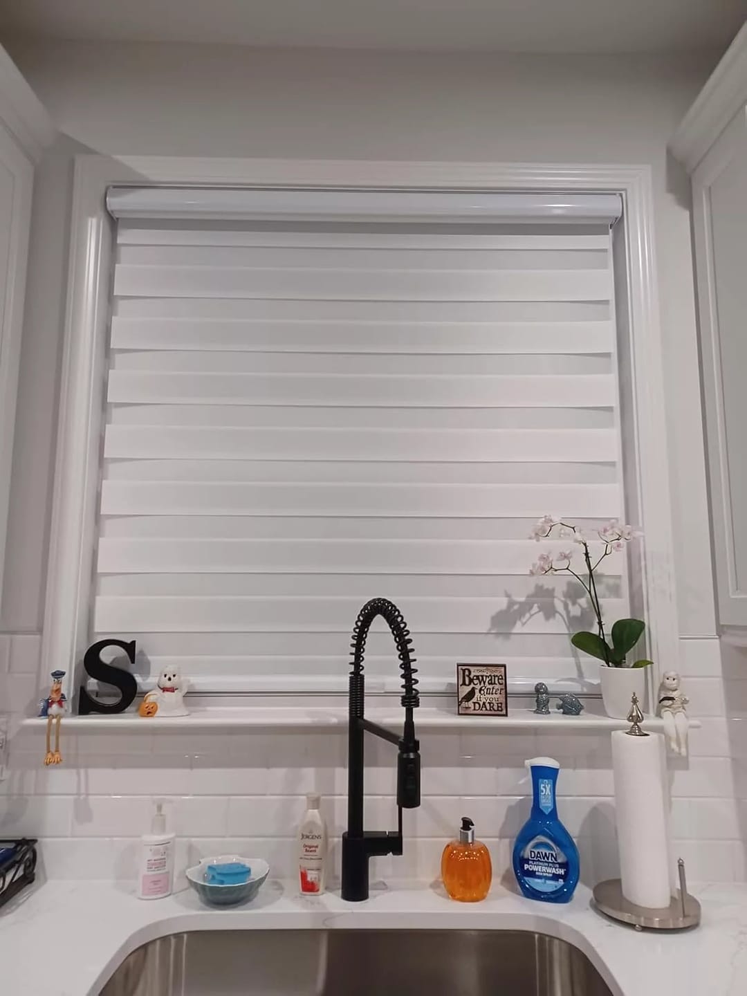Customer photo review of Bringnox Motorized Zebra Roller Blinds 100% Blackout