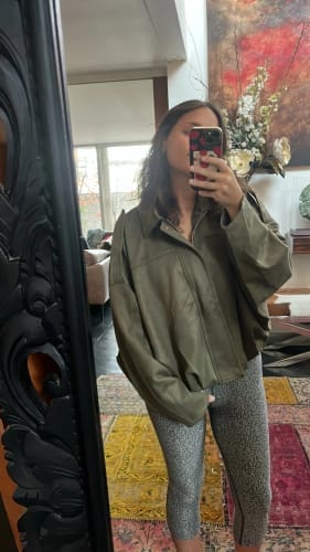 Customer photo review of Lori Suede Bomber Jacket