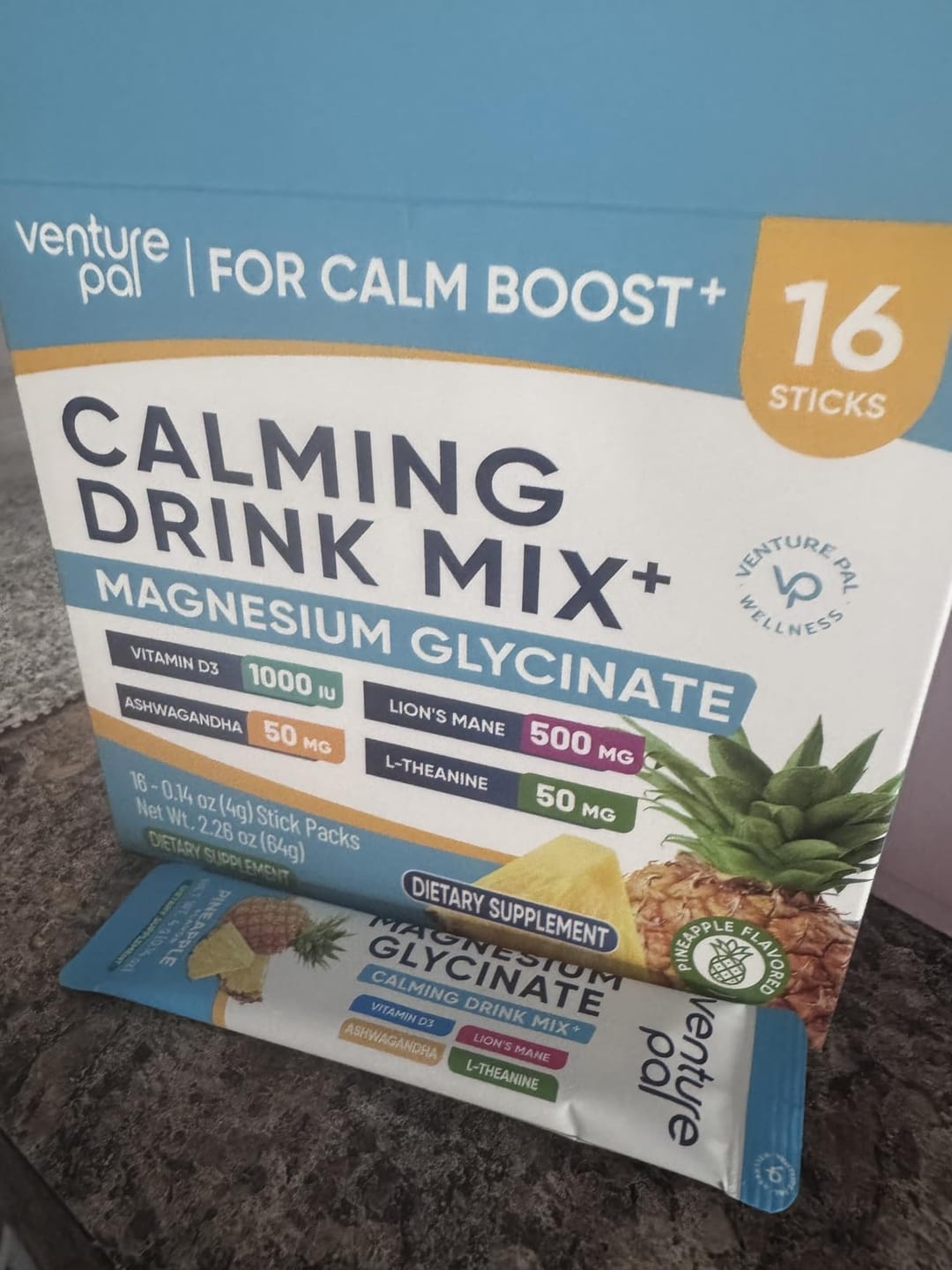 Customer photo review of Magnesium Glycinate Powdered Drink Mix - Pineapple- 16 Sticks