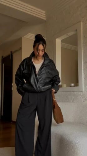 Customer photo review of Lucille Asymmetrical Leather Jacket