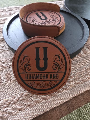 Customer photo review of Leatherette Coaster - Big Initial