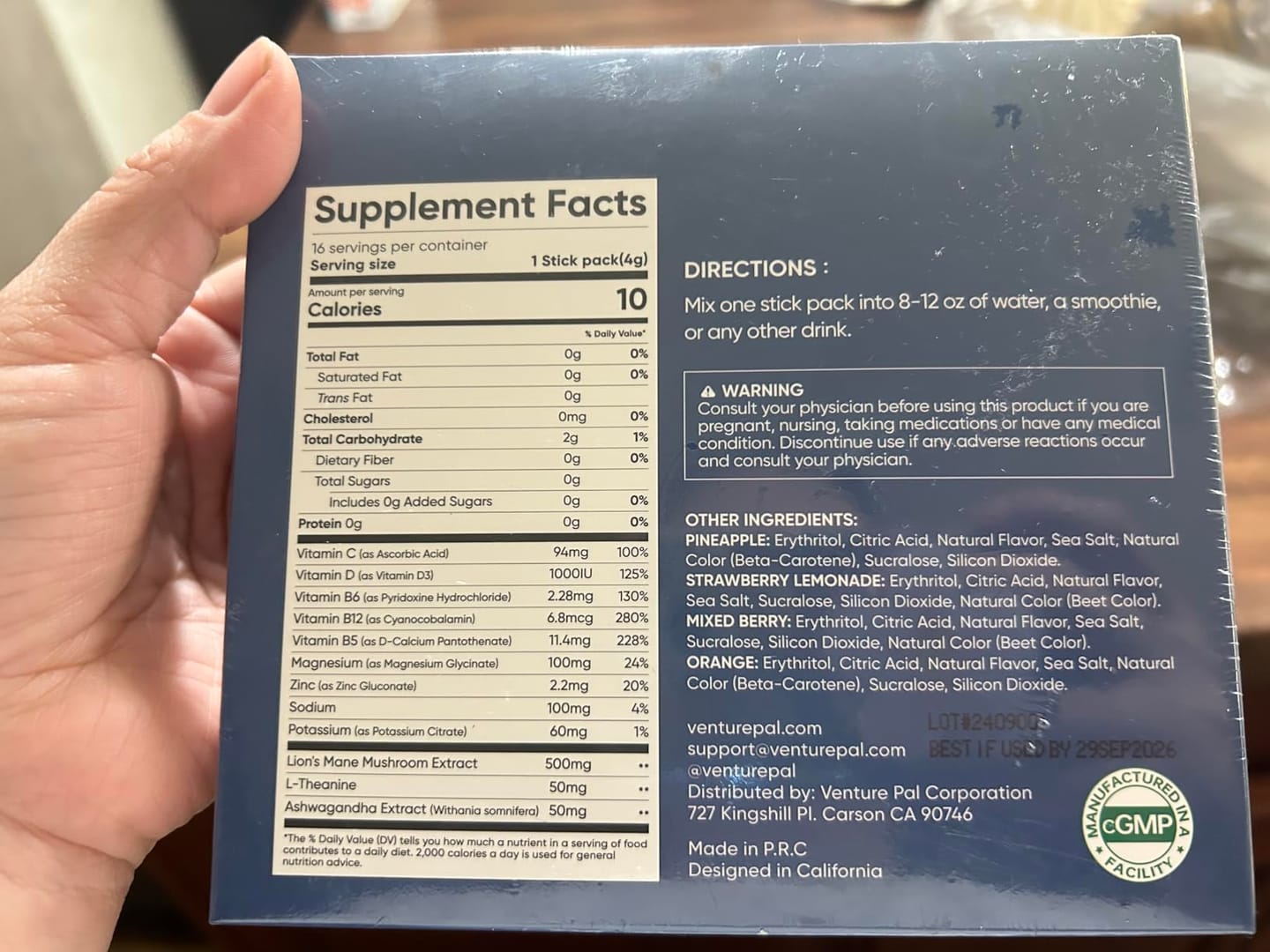 Customer photo review of Magnesium Glycinate Powdered Drink Mix - Variety- 16 Sticks