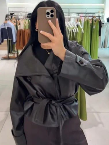 Customer photo review of Claire Vegan Leather Jacket