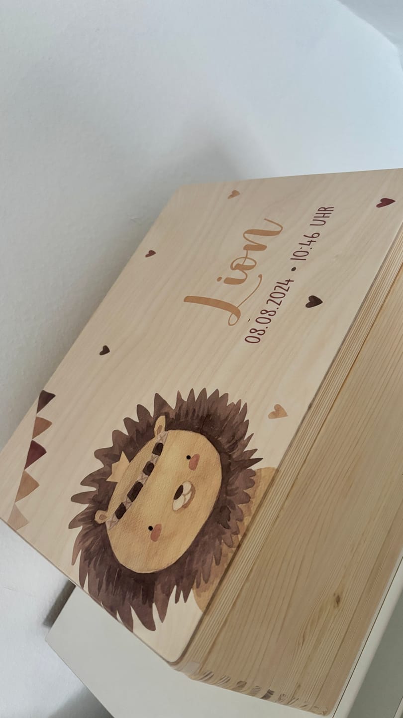 Customer photo review of Erinnerungsbox Baby - Löwe Boho