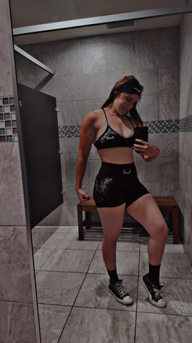 Customer photo review of Women's Void Tech™ Dark Ember Halter Sports Bra [VOID BLACK]