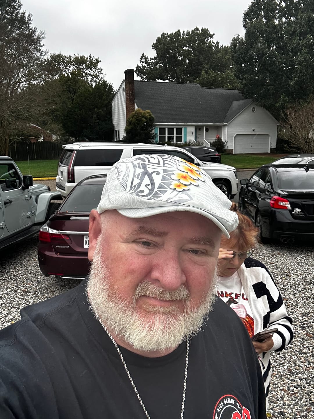 Customer photo review of White Tropical Plumeria With Galaxy Polynesian Art Jeff Hat LT14