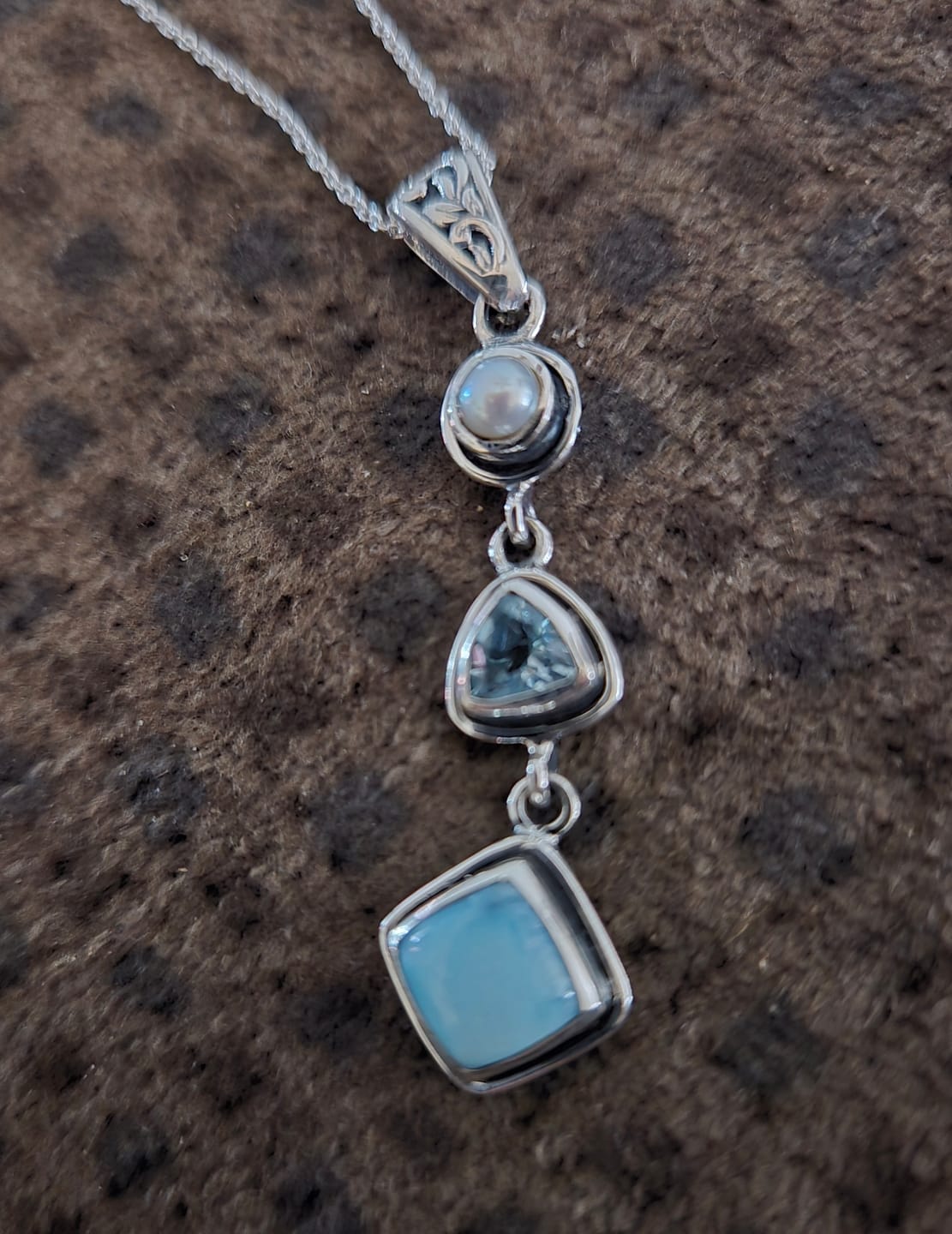 Customer photo review of Silver Larimar Necklace