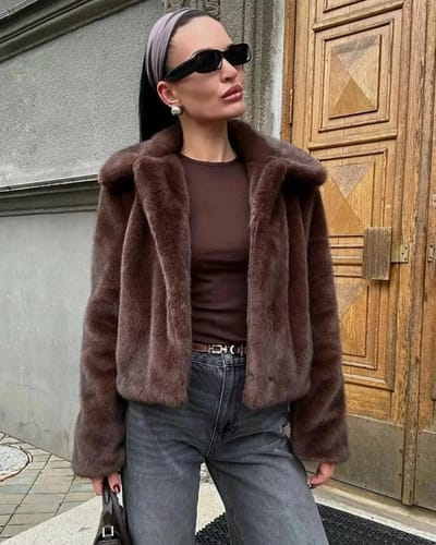 Customer photo review of Alexandra Faux Fur Jacket