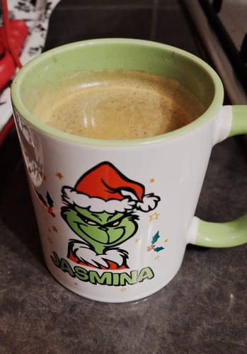 Kundenbewertung mit Foto zu Bedruckte Tasse mit Weihnachtsmotiv - Grinch mit Name