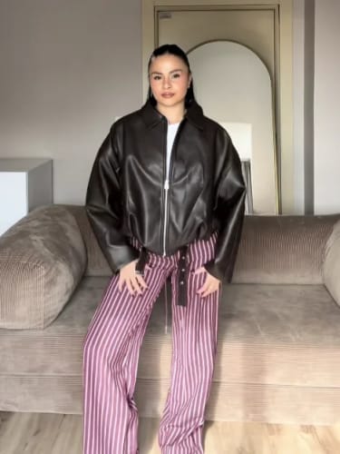 Customer photo review of Caroline Vegan Leather Jacket