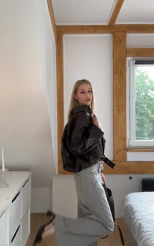 Customer photo review of Caroline Vegan Leather Jacket
