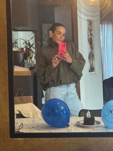 Customer photo review of Lara Suede Bomber Jacket