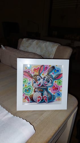 Customer photo review of 5D Diamond Painting Kuschelnde Häschen Finja & Flocke mit Strasssteinchen