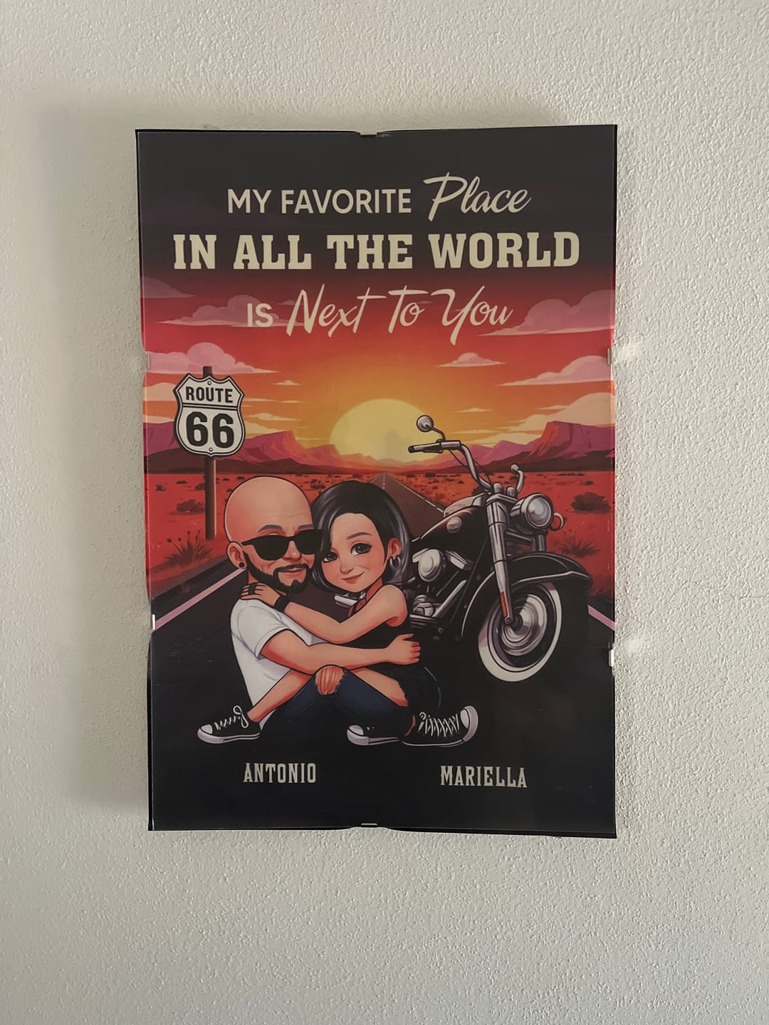 Customer photo review of Bikers Couple Riding Partners For Life Personalized Poster, Gift For Him, Gift For Her
