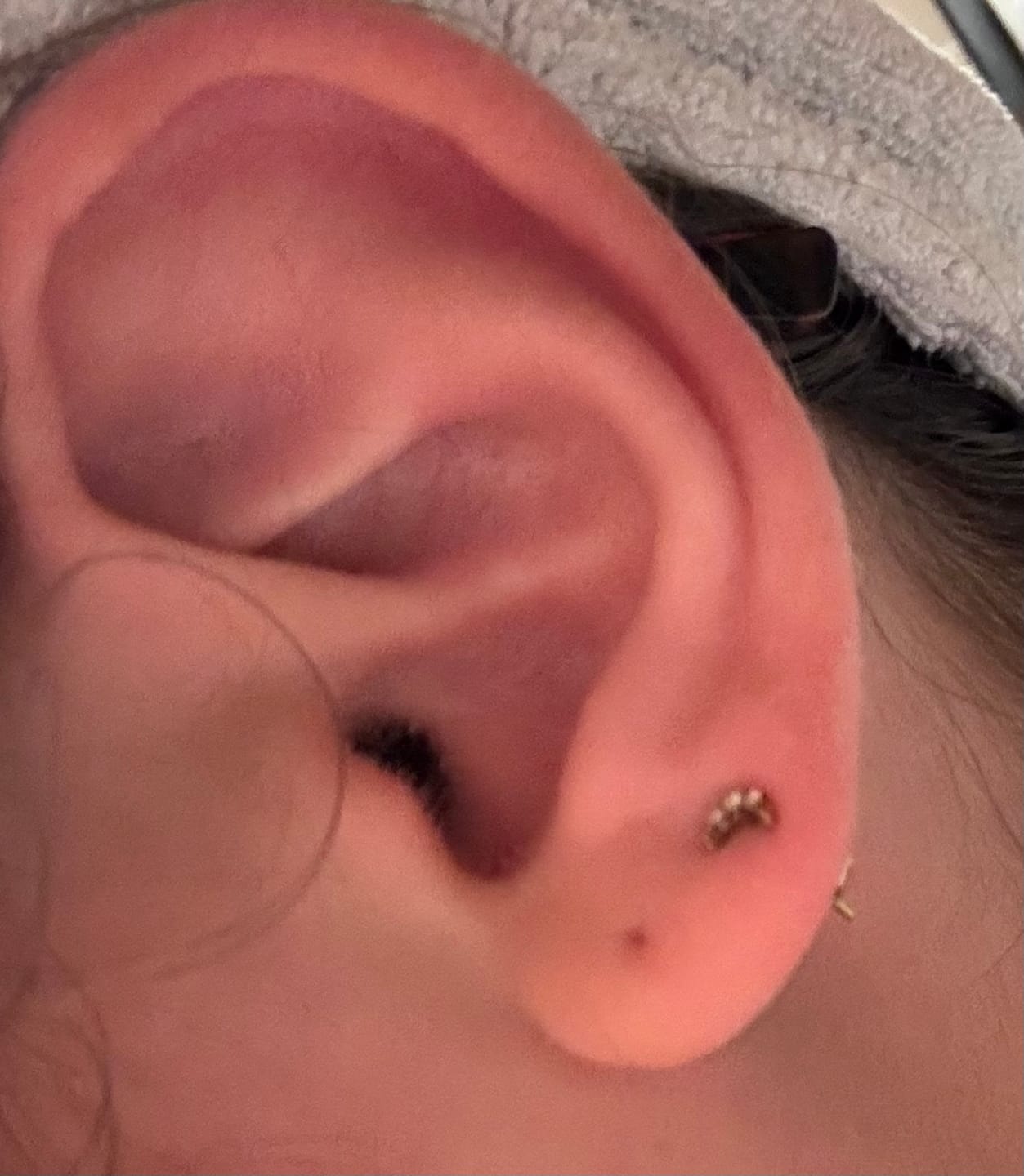 Customer photo review of Harriet Stud Earrings Gold & Pink
