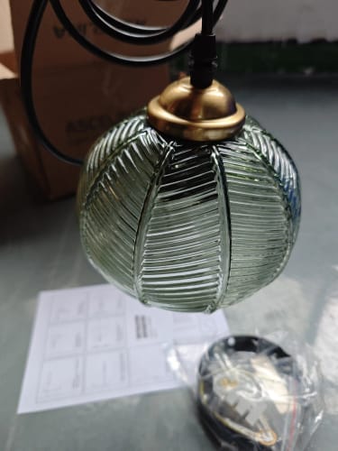 Customer photo review of Nordic Glass Pendant Light Green Pink or Brown Leaf Pattern Lighting For Living Room Dining Room Hotel Study Bedroom Indoor Decorative Fixture