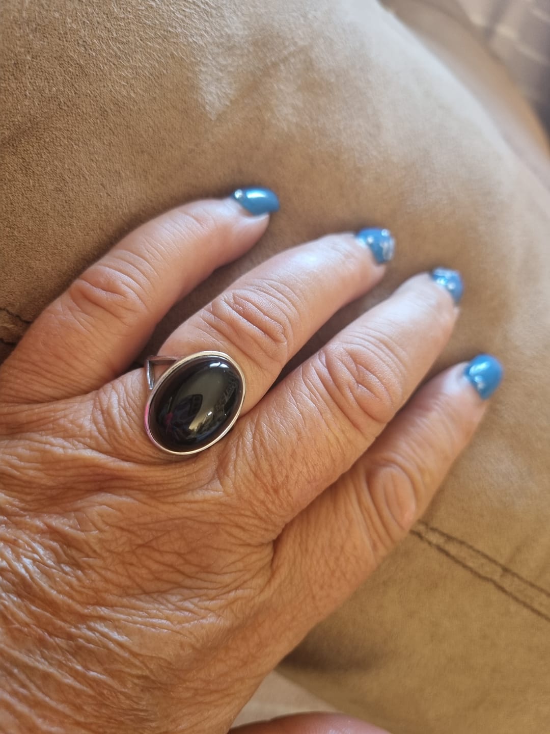 Customer photo review of Bague Ajustable "Guérison de L'Âme" en Obsidienne Œil Céleste & Argent