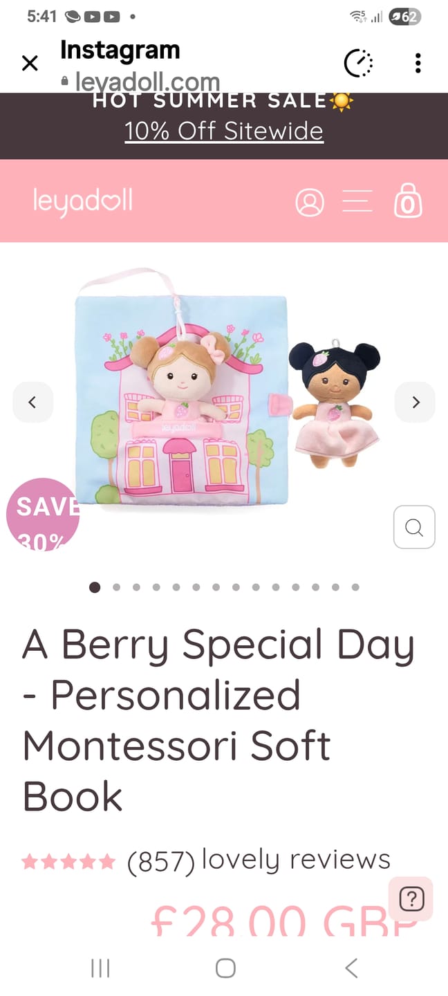 Customer photo review of A Berry Special Day -  Personalized Montessori Soft Book