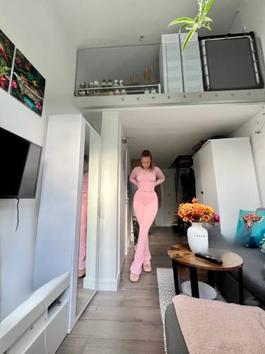Customer photo review of Sheer Version- Aläi Foldover Pants Set- Pink
