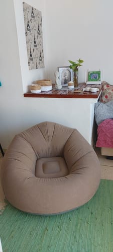 Customer photo review of Sillón Puff Inflable Con Respaldo Interior Exterior Homilu Gris