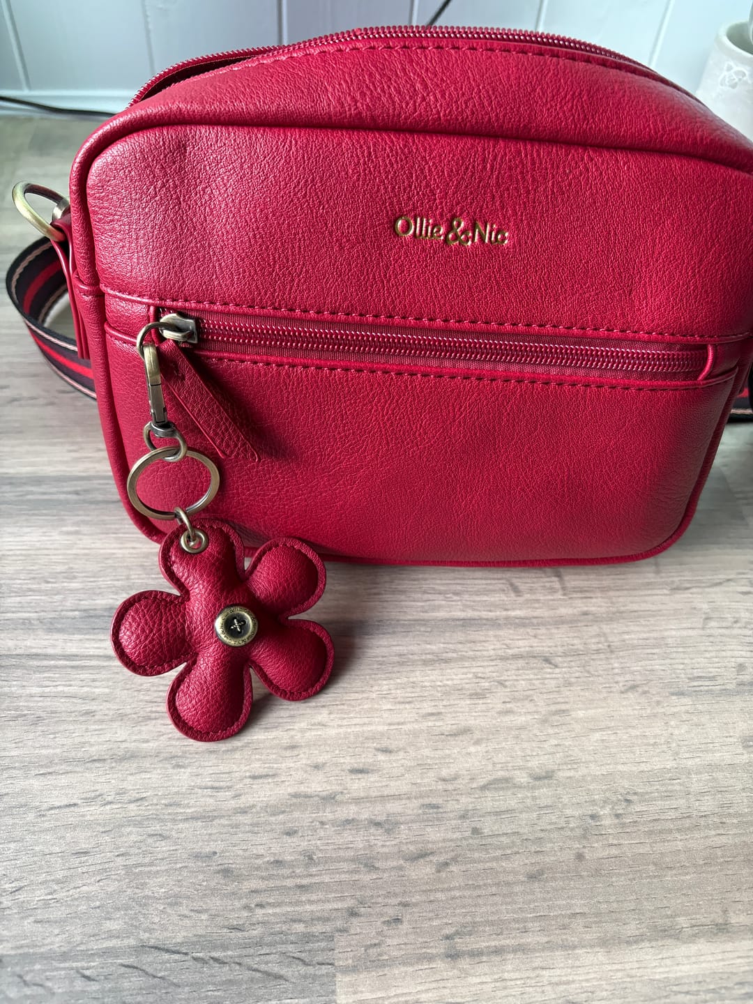 Customer photo review of Flower Bag Charm - Cherry Red