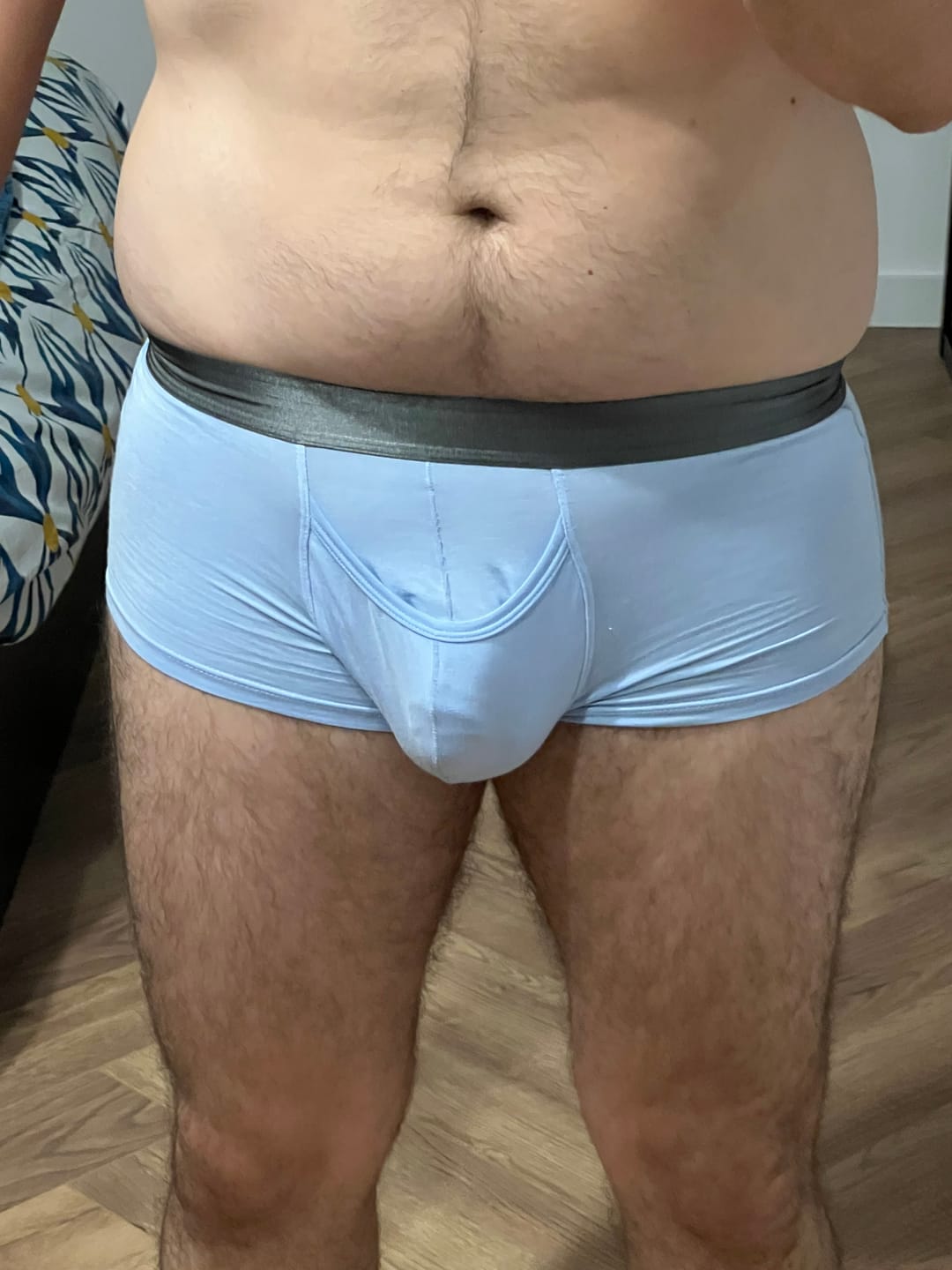 Customer photo review of Men’s Dual Ball Pouch Trunks With Fly Front