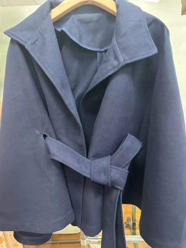 Customer photo review of Gianna Elegant High-Neck Belted Cape Jacket