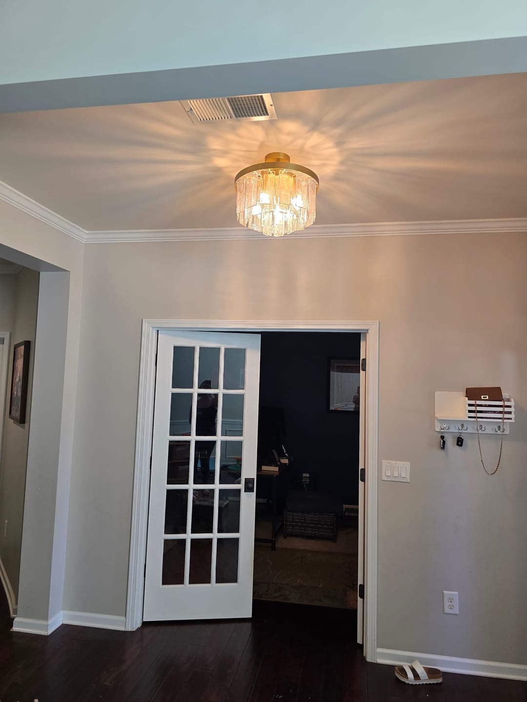 Customer photo review of Tiered Hammered Water Glass Round Semi Flush Mount